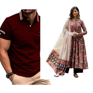 men cotton t shirt & women cotton kurta set