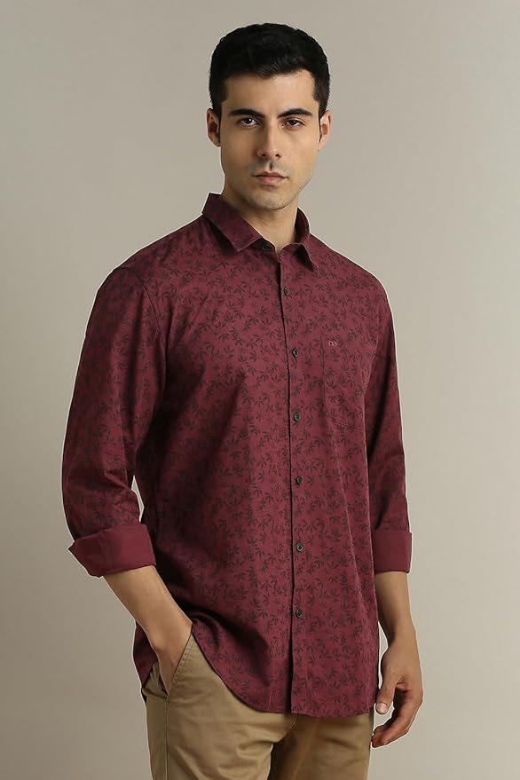 peter england mens cotton slim fit leaf print shirt full sleeves,casual style peter england mens cotton slim fit leaf print shirt full sleeves,casual style