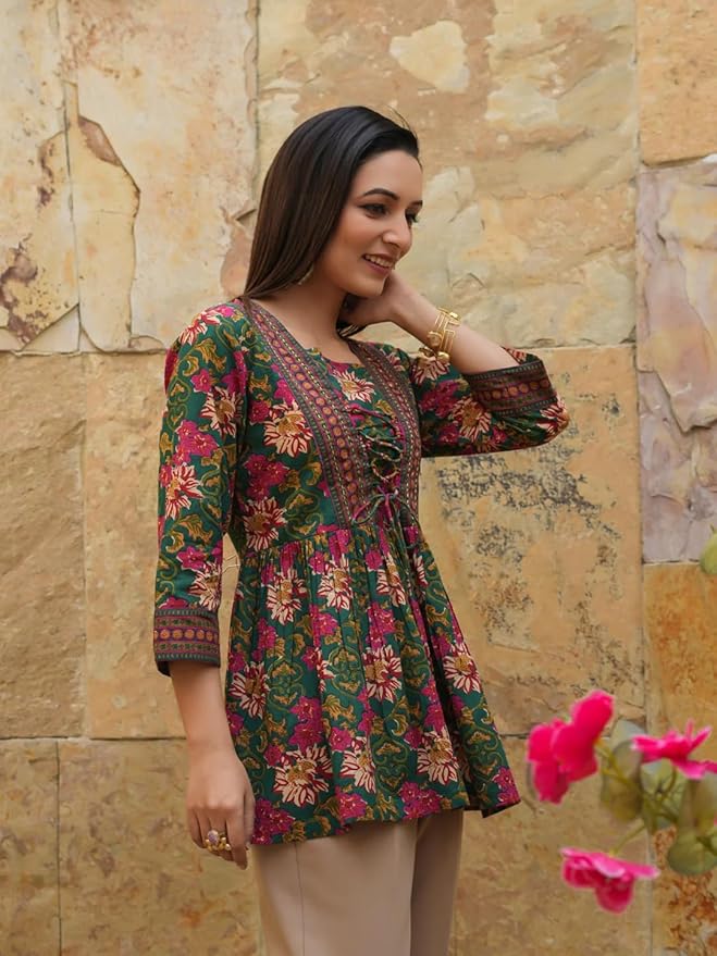 leriya fashion women's rayon paisley printed tunic western tops short kurti – comfortable everyday wear & half sleeves, collar neck leriya fashion women's rayon paisley printed tunic western tops short kurti – comfortable everyday wear & half sleeves, collar neck