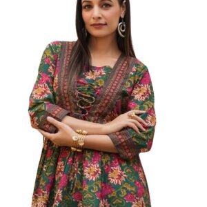 leriya fashion women's rayon paisley printed tunic western tops short kurti – comfortable everyday wear & half sleeves, collar neck