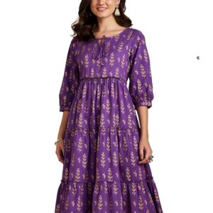 amazon brand myx women's cotton printed tiered dress (available in plus sizes)